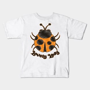 Cute Orange Color Ladybug - Lovely Lady Kids T-Shirt